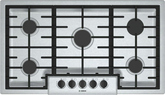 Bosch NGM5656UC 500 Series, 36" Gas Cooktop, 5 Burners, Stainless Steel