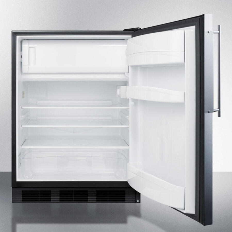 Summit CT66BBIFR Built-In Undercounter Refrigerator-Freezer For General Purpose Use, With Dual Evaporator Cooling, Ss Door Frame For Panel Inserts, And Black Cabinet