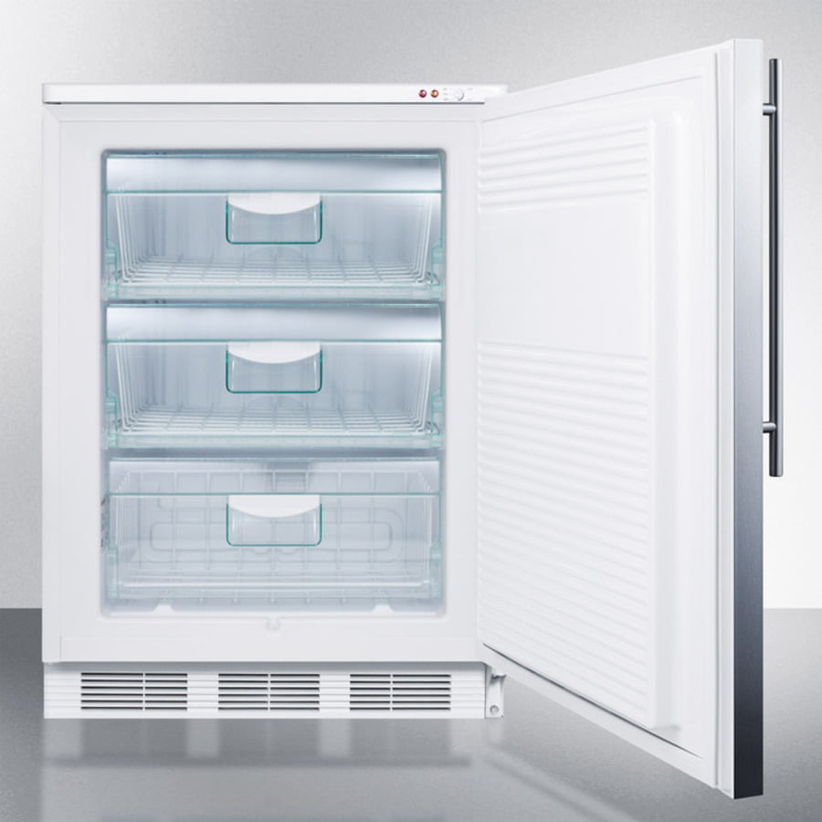 Summit VT65MLSSHV Freestanding Counter Height All-Freezer Capable Of -25 C Operation, With Lock, Wrapped Stainless Steel Door And Thin Handle
