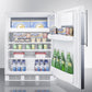 Summit AL650BIFR Built-In Undercounter Ada Compliant Refrigerator-Freezer For General Purpose Use, W/Dual Evaporator Cooling, Ss Frame For Slide-In Panels, And White Cabinet