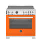 Bertazzoni PRO365ICFEPART 36 Inch Induction Range, 5 Heating Zones And Cast Iron Griddle, Electric Self-Clean Oven Arancio