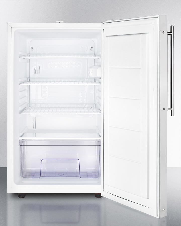 Summit FF511LBIFRADA Ada Compliant 20" Wide Built-In Undercounter All-Refrigerator For General Purpose Use, Auto Defrost W/Lock And Stainless Steel Door Frame For Slide-In Panels