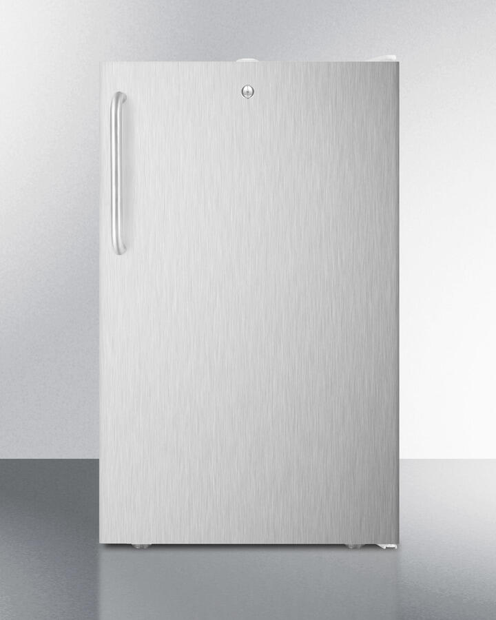 Summit FS407L7SSTBADA Commercially Listed Ada Compliant 20" Wide All-Freezer, -20 C Capable With A Lock, Stainless Steel Door, Towel Bar Handle And White Cabinet