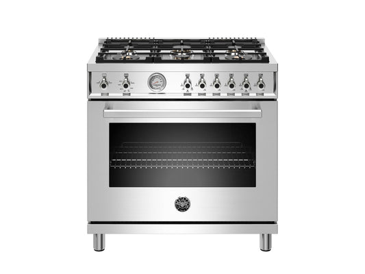 Bertazzoni PROF366GASXT 36 Inch All Gas Range, 6 Brass Burners Stainless Steel