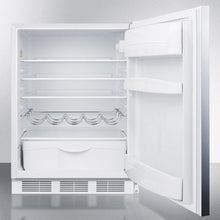 Summit FF61BISSHH Built-In Undercounter All-Refrigerator For Residential Use, Auto Defrost With A Stainless Steel Wrapped Door, Horizontal Handle, And White Cabinet