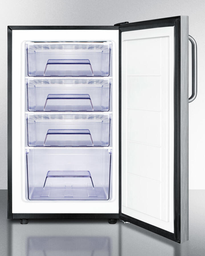 Summit FS408BLCSS 20" Wide Built-In Undercounter All-Freezer, -20 C Capable With A Lock And Complete Stainless Steel Exterior