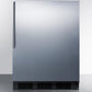 Summit FF63BKBISSHVADA Ada Compliant Built-In Undercounter All-Refrigerator For Residential Use, Auto Defrost With Stainless Steel Wrapped Door, Thin Handle, And Black Cabinet
