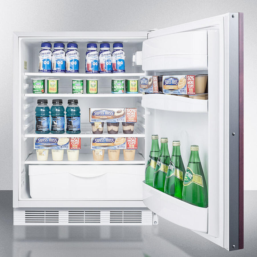 Summit FF6LWBI7IFADA Ada Compliant Commercial All-Refrigerator For Built-In General Purpose Use, Auto Defrost W/Lock, Integrated Door Frame For Overlay Panels, And White Cabinet