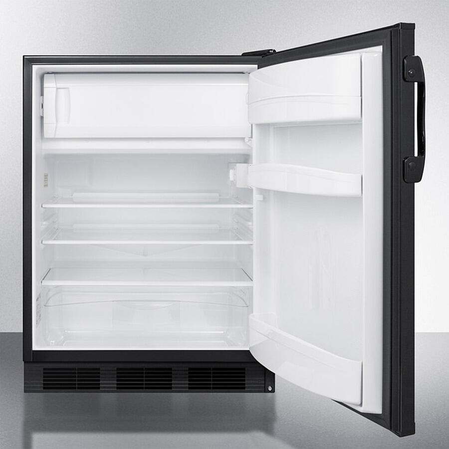 Summit AL652BK Freestanding Ada Compliant Refrigerator-Freezer For General Purpose Use, With Dual Evaporator Cooling, Cycle Defrost, And Black Exterior
