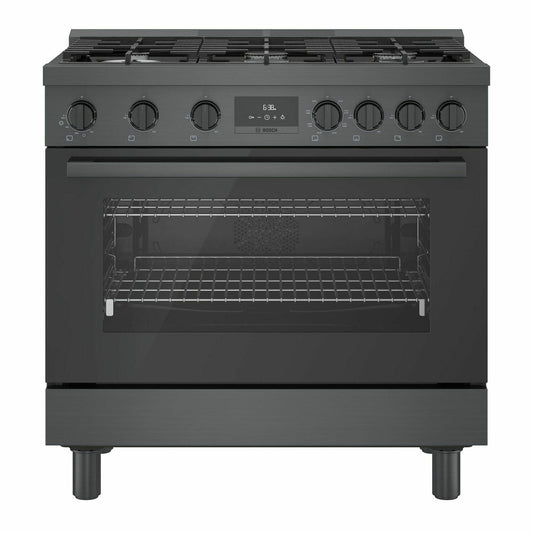 Bosch HDS8645U 800 Series Dual Fuel Freestanding Range 36'' Black Stainless Steel Hds8645U