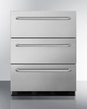 Summit SP6DSSTBOS7ADA Three-Drawer Commercial Outdoor All-Refrigerator In Ada Compliant Height, Fully Stainless Steel With Automatic Defrost And Towel Bar Handles