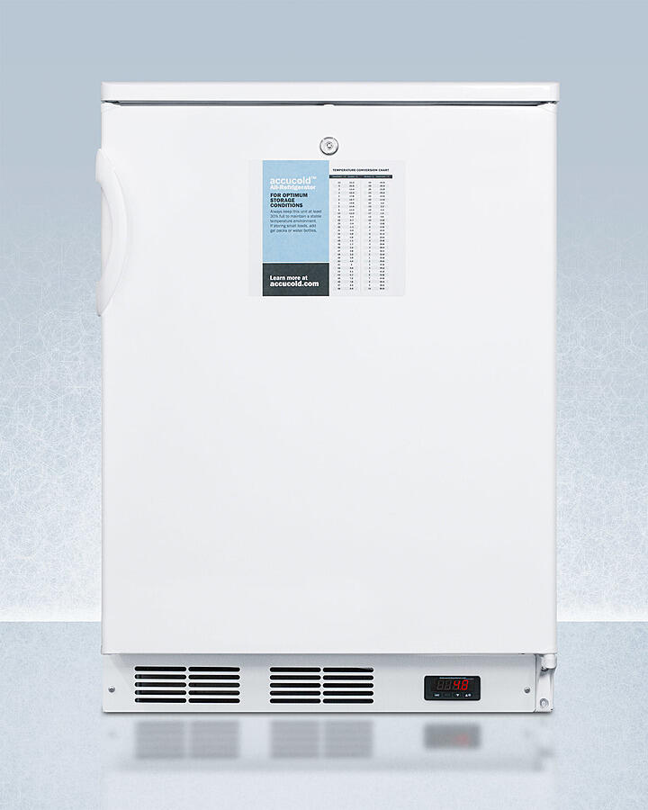 Summit FF7LWPRO 24" Wide Auto Defrost Commercial All-Refrigerator With Lock, Digital Thermostat, Internal Fan, And Access Port For User-Provided Monitoring Equipment