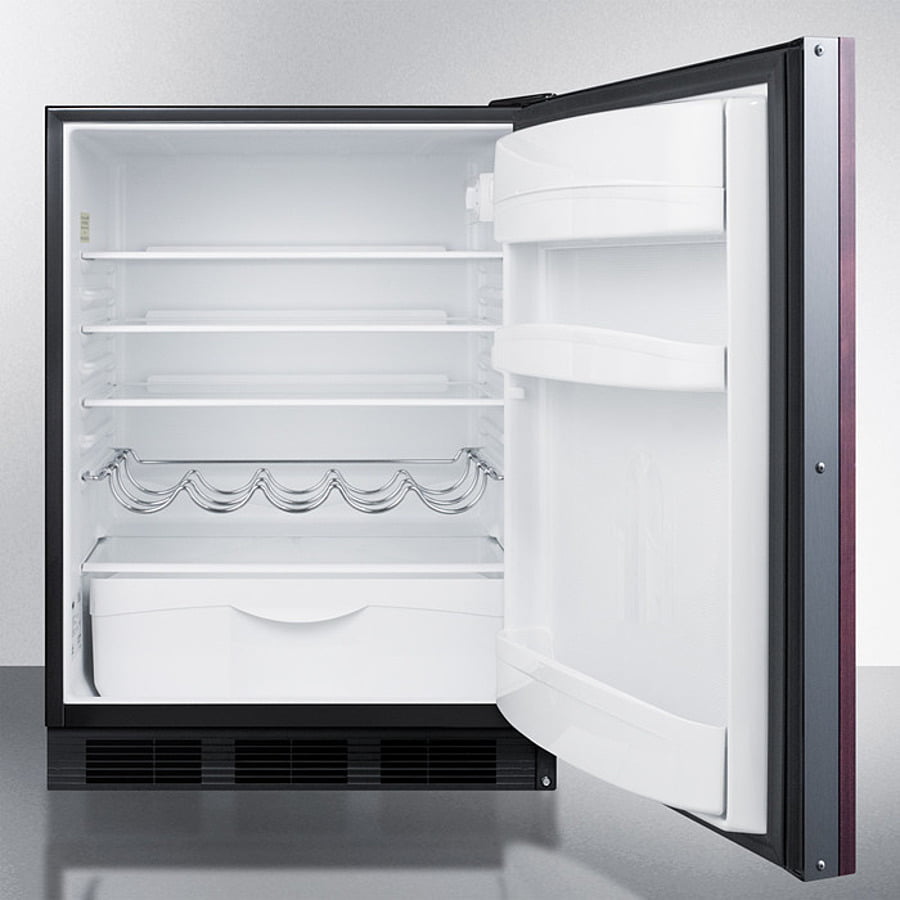 Summit FF63BKBIIFADA Ada Compliant Built-In Undercounter All-Refrigerator For Residential Use, Auto Defrost With Integrated Door Frame For Custom Panel Overlays And Black Cabinet