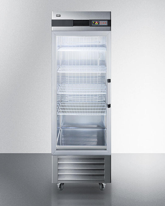 Summit SCR23SSGLH 23 Cu.Ft. Commercial Reach-In Refrigerator In Complete Stainless Steel With Glass Door And Left Hand Door Swing