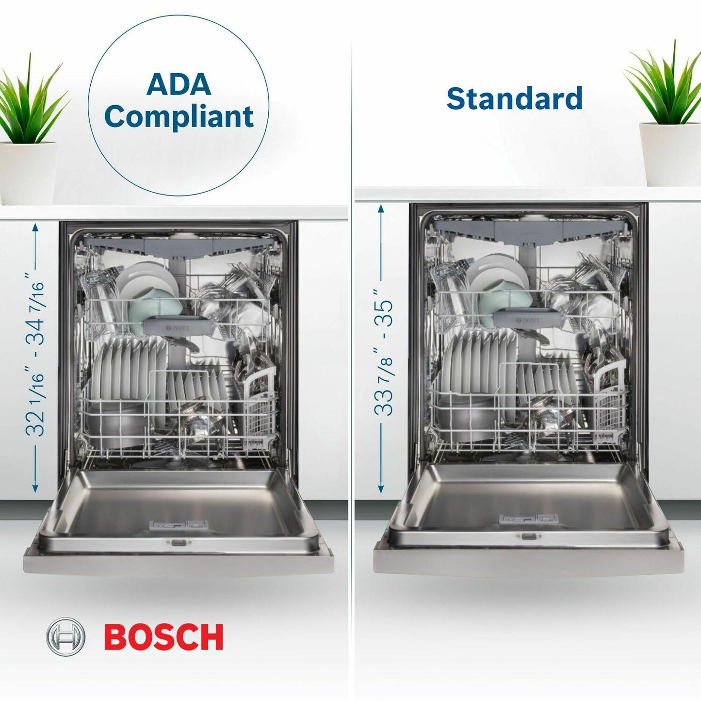 Bosch SGV68U53UC Ada 24" 800 Series Custom Panel, 6/5 Cycles, 3Rd Rck, 44 Dba, Rckmatic,15 Pl Stgs, Infolight - Cp