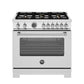 Bertazzoni MAS366BCFEPXT 36 Inch Dual Fuel Range, 6 Brass Burners And Cast Iron Griddle, Electric Self-Clean Oven Stainless Steel