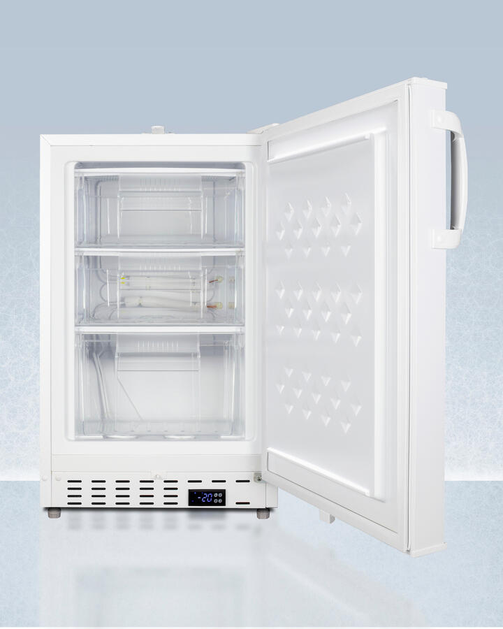 Summit ADA305AF Built-In Undercounter -25 C Ada Compliant Commercially-Approved All-Freezer In White With Lock, Digital Controls, Interior Baskets, Hospital Cord With 'Green Dot' Plug, Factory Installed Access Port, And Manual Defrost Operation