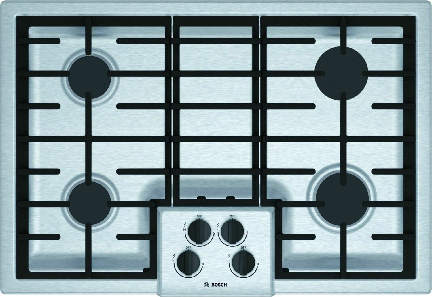 Bosch NGM5056UC 500 Series, 30" Gas Cooktop, 4 Burners, Stainless Steel