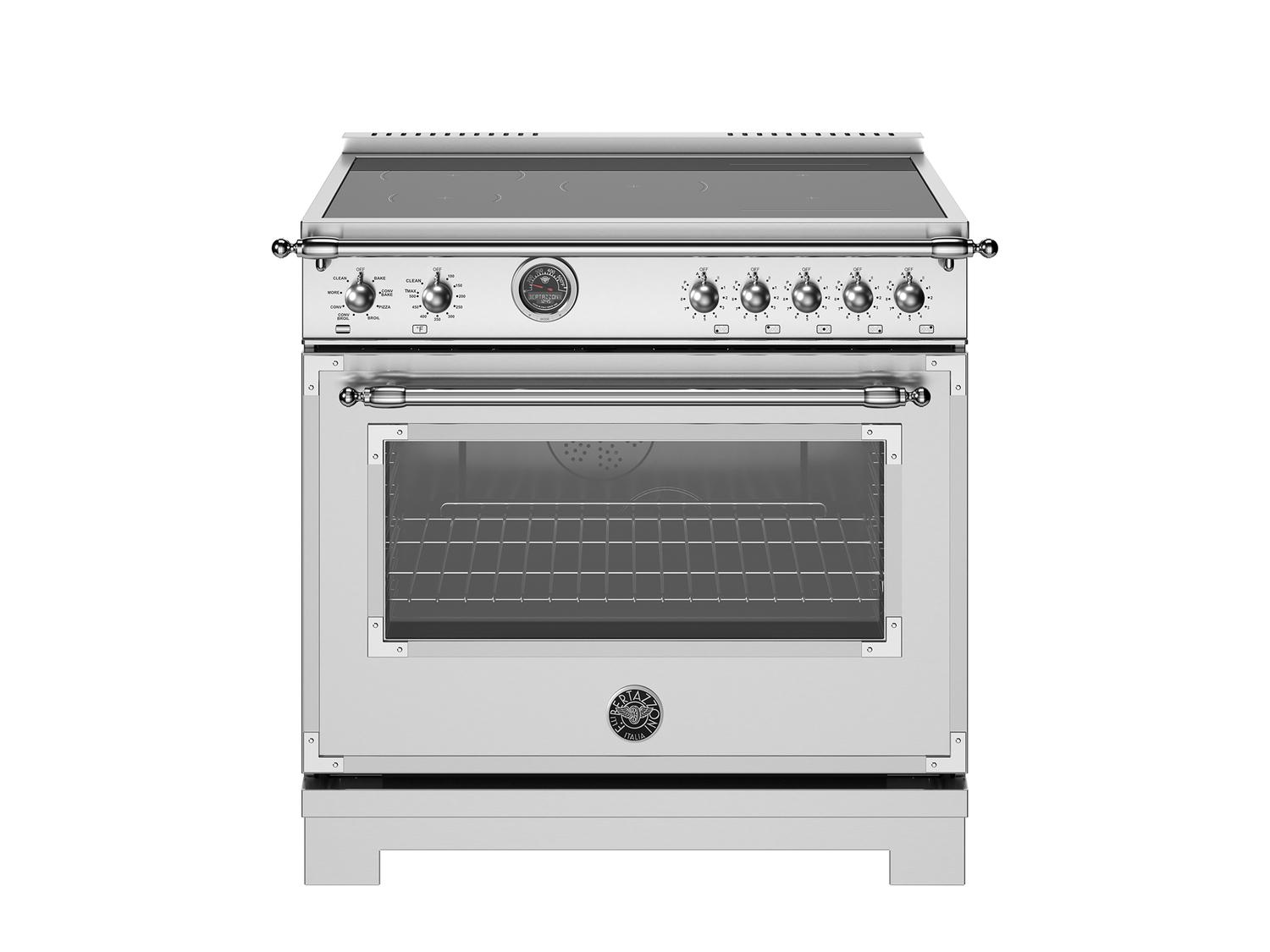 Bertazzoni HER365ICFEPXT 36 Inch Induction Range, 5 Heating Zones And Cast Iron Griddle, Electric Self-Clean Oven Stainless Steel
