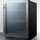 Summit SCR2466 Built-In Undercounter Beverage Refrigerator With Seamless Trimmed Glass Door, Digital Controls, Lock, And Black Cabinet