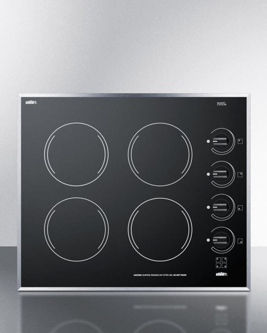 Summit CR424BL 24" Wide 4-Burner Electric Cooktop In Smooth Black Ceramic Glass Finish