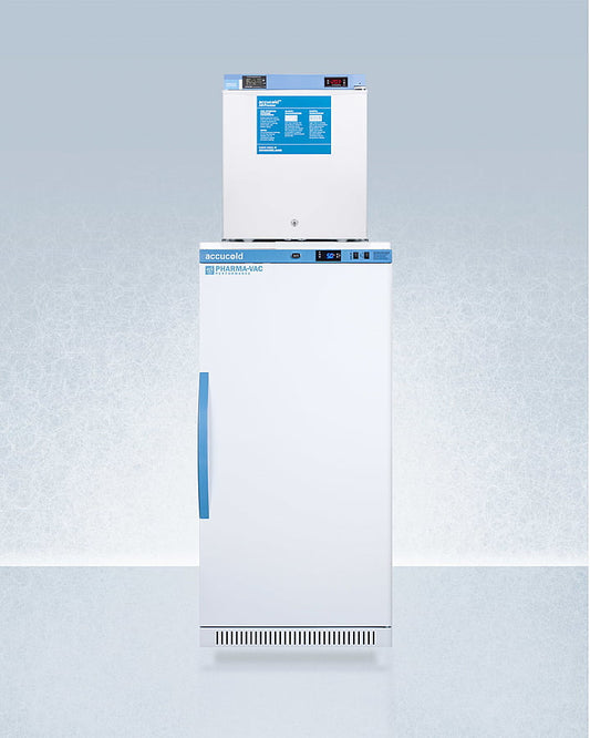 Summit ARS8PVFS24LSTACKMED2 Stacked Combination Of Ars8Pv All-Refrigerator With Antimicrobial Silver-Ion Handle And Hospital Grade Cord With 'Green Dot' Plug And Fs24Lmed2 Compact Manual Defrost All-Freezer For Vaccine Storage