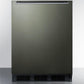 Summit FF63BBIKSHH Built-In Undercounter All-Refrigerator For Residential Use, Auto Defrost With A Black Stainless Steel Wrapped Door, Horizontal Handle, And Black Cabinet