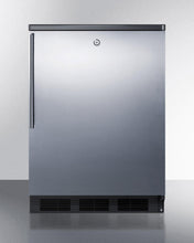Summit FF7LBLSSHV Commercially Listed Freestanding All-Refrigerator For General Purpose Use, Auto Defrost W/Ss Wrapped Door, Thin Handle, Lock, And Black Cabinet