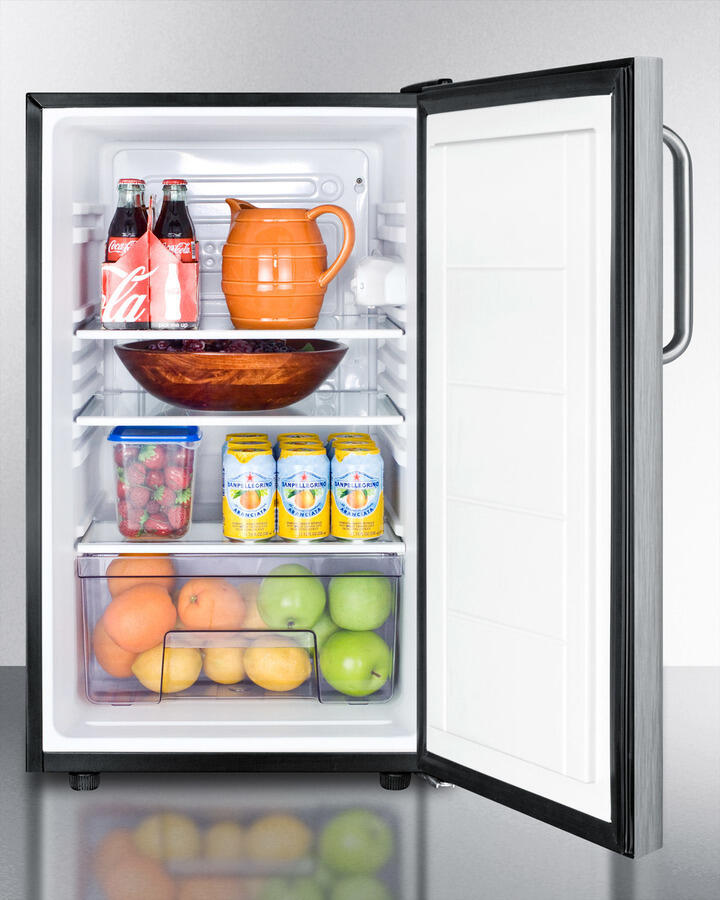 Summit FF521BL7CSSADA Commercially Listed Ada Compliant 20" Wide Built-In Undercounter All-Refrigerator In Complete Stainless Steel, Auto Defrost With A Lock