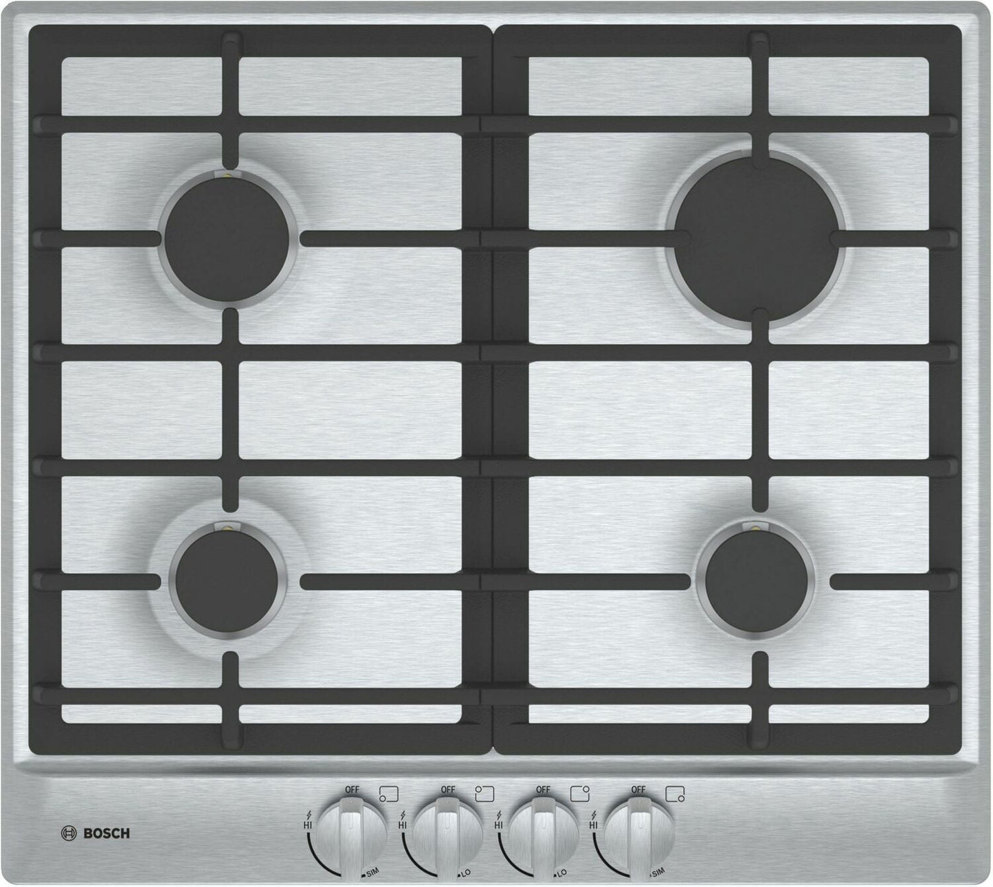 Bosch NGM5456UC 500 Series, 24" Gas Cooktop, 4 Burners, Stainless Steel