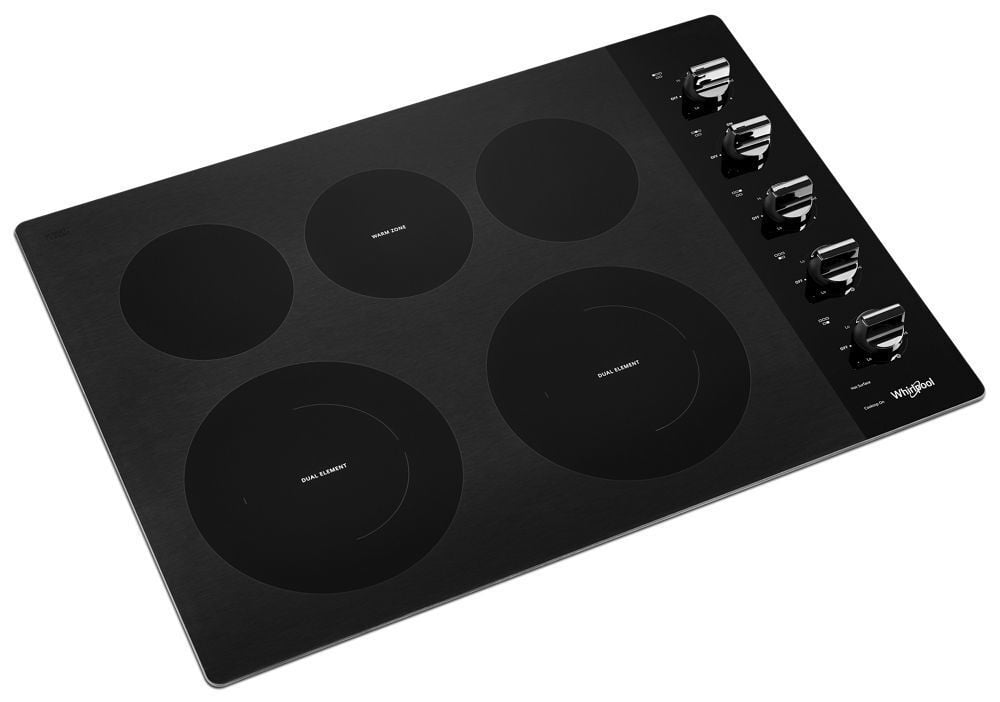 Whirlpool WCE77US0HB 30-Inch Electric Ceramic Glass Cooktop With Two Dual Radiant Elements