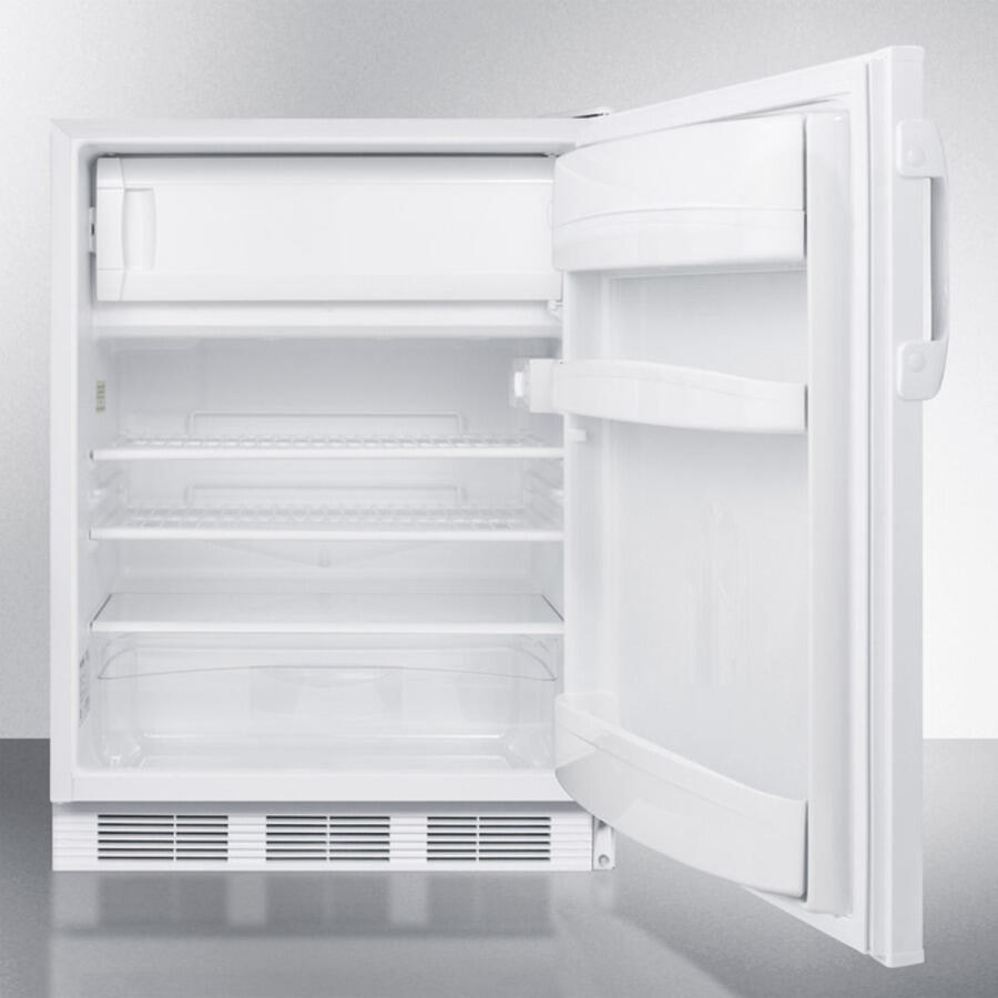 Summit CT66JBIADA Built-In Undercounter Ada Compliant Refrigerator-Freezer For General Purpose Use, With Dual Evaporator Cooling, Cycle Defrost, And White Exterior