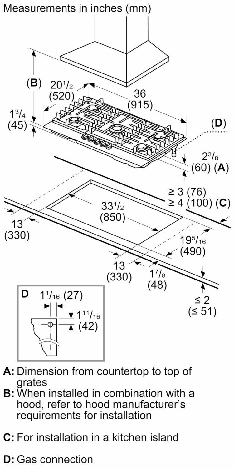 Bosch NGM3650UC 300 Series Gas Cooktop Stainless Steel