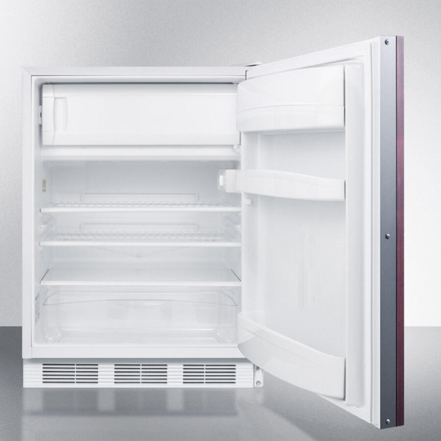 Summit CT66JBIIFADA Built-In Undercounter Ada Compliant Refrigerator-Freezer For General Purpose Use, Cycle Defrost W/Dual Evaporator Cooling, Panel-Ready Door, And White Cabinet