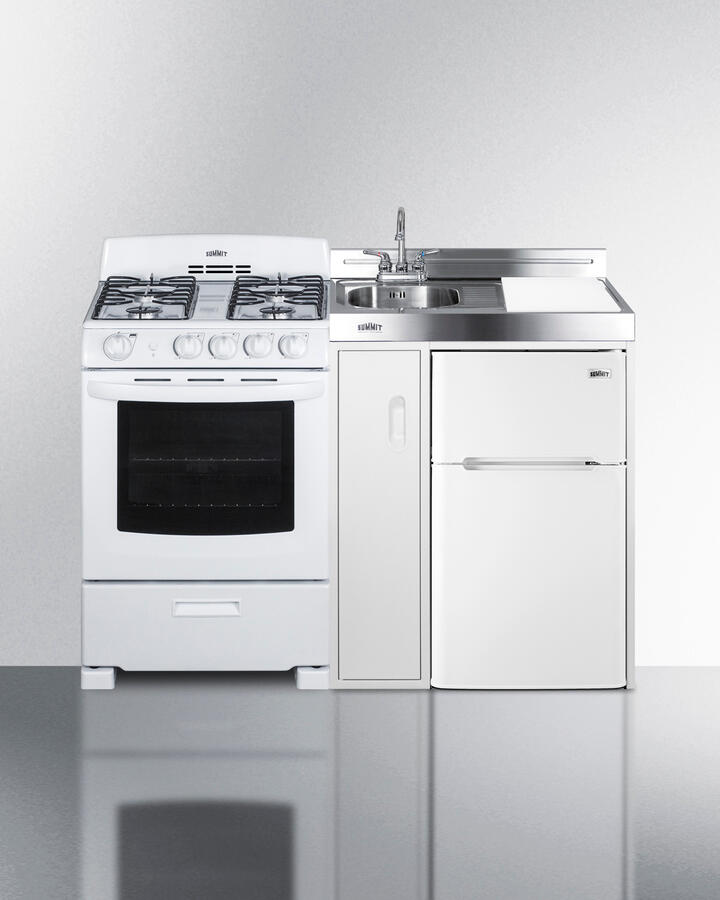Summit ACK54GASW 54" Wide All-In-One Kitchenette With Gas Range