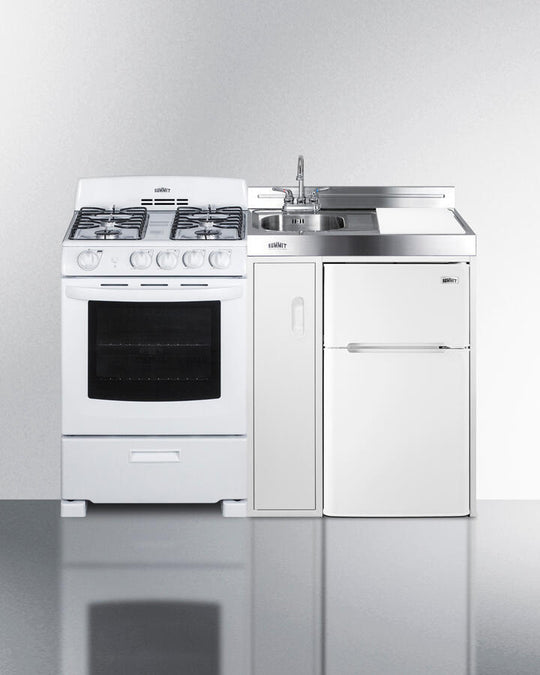 Summit ACK54GASW 54" Wide All-In-One Kitchenette With Gas Range