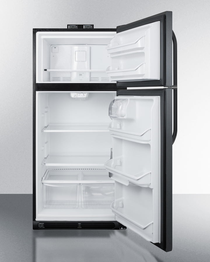 Summit BKRF18B 18 Cu.Ft. Break Room Refrigerator-Freezer In Black With Nist Calibrated Alarm/Thermometers