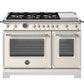 Bertazzoni HER486BTFGMAVT 48 Inch All-Gas Range 6 Brass Burner And Griddle Avorio