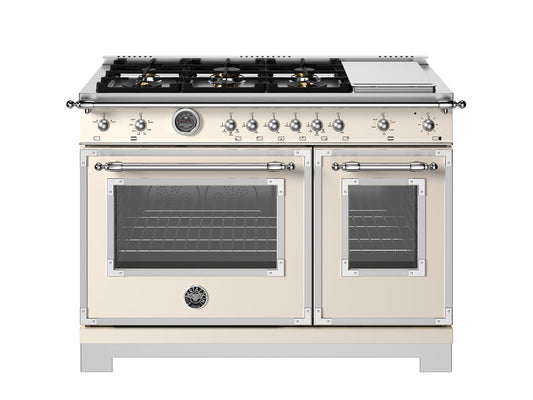 Bertazzoni HER486BTFGMAVT 48 Inch All-Gas Range 6 Brass Burner And Griddle Avorio