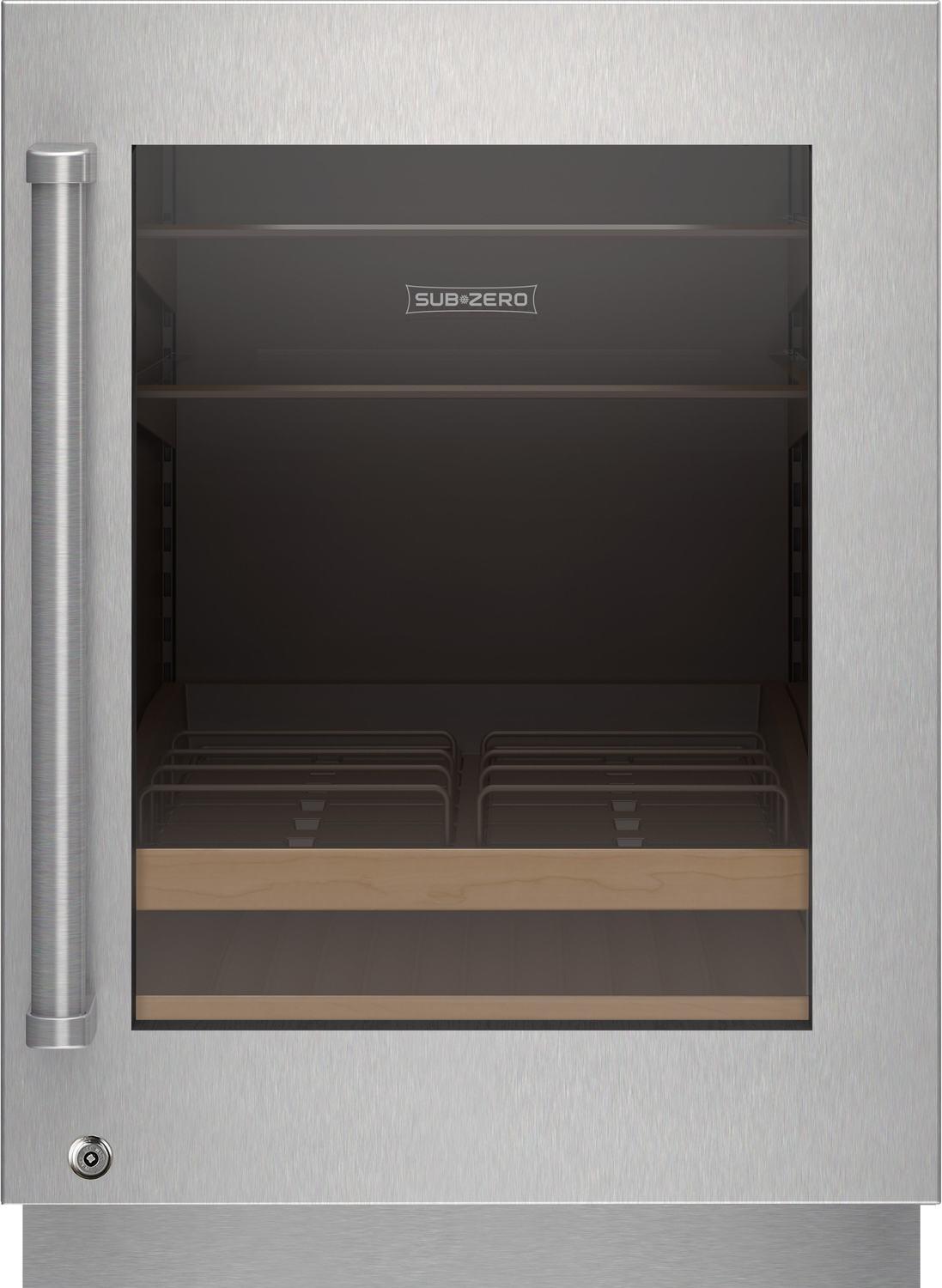 Sub-Zero 9028544 Stainless Steel Glass Door Panel With Lock - Pro Handle, Right Hinge