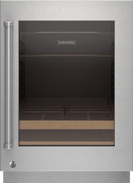 Sub-Zero 9028544 Stainless Steel Glass Door Panel With Lock - Pro Handle, Right Hinge