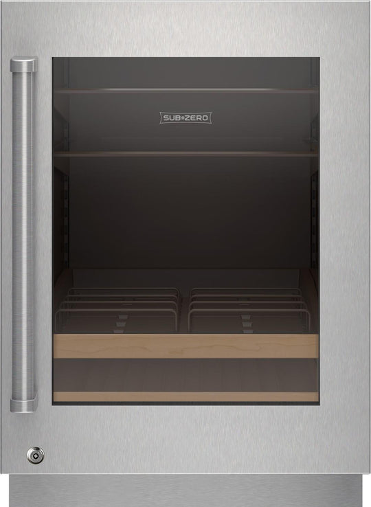 Sub-Zero 9028544 Stainless Steel Glass Door Panel With Lock - Pro Handle, Right Hinge