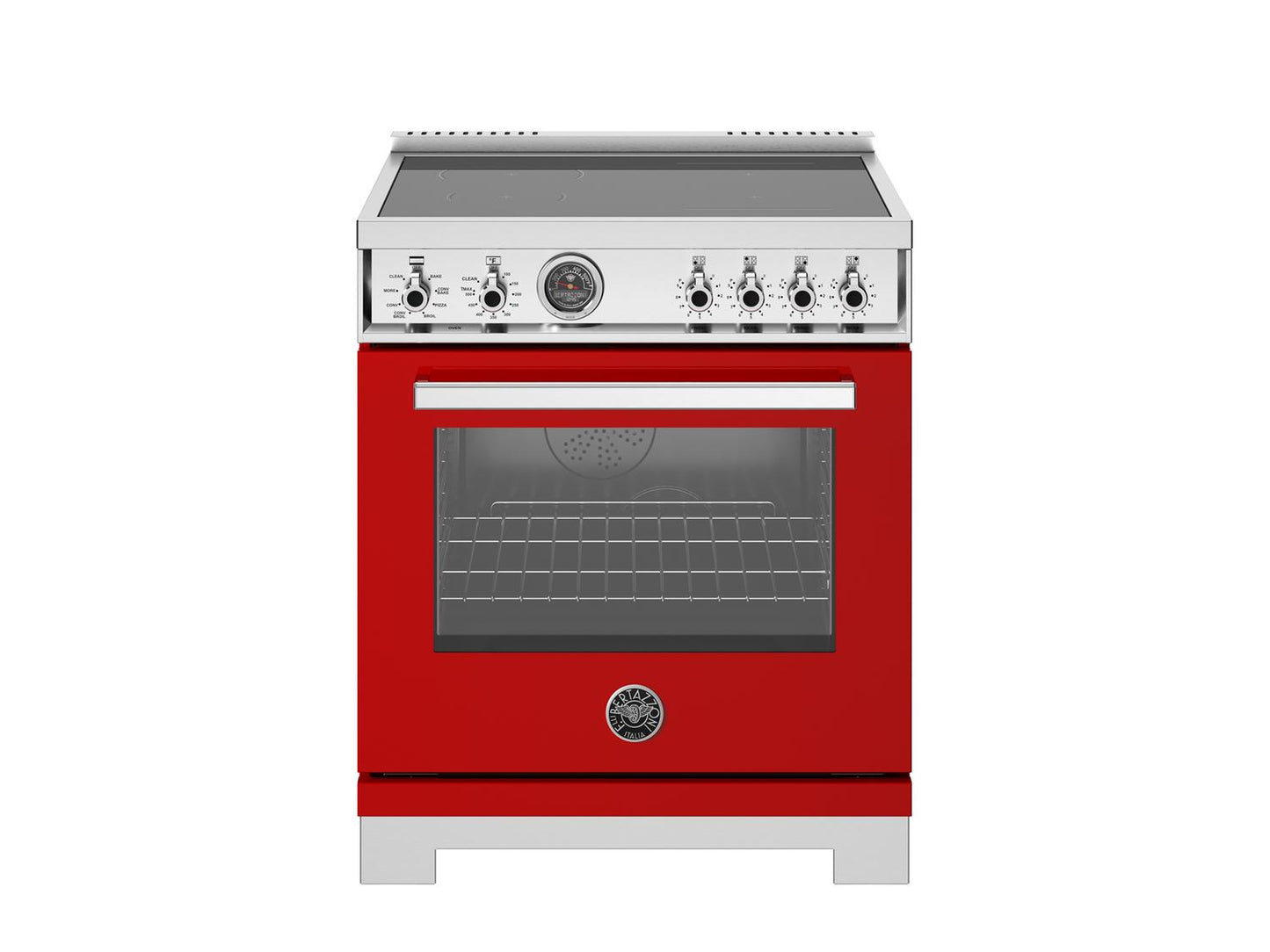 Bertazzoni PRO304IFEPROT 30 Inch Induction Range, 4 Heating Zones, Electric Self-Clean Oven Rosso