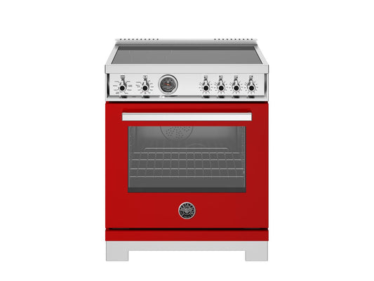 Bertazzoni PRO304IFEPROT 30 Inch Induction Range, 4 Heating Zones, Electric Self-Clean Oven Rosso