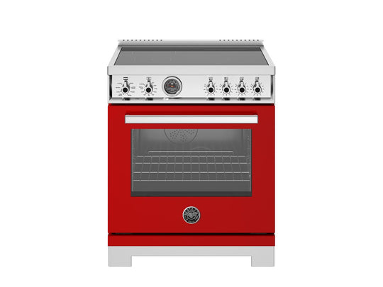 Bertazzoni PRO304IFEPROT 30 Inch Induction Range, 4 Heating Zones, Electric Self-Clean Oven Rosso