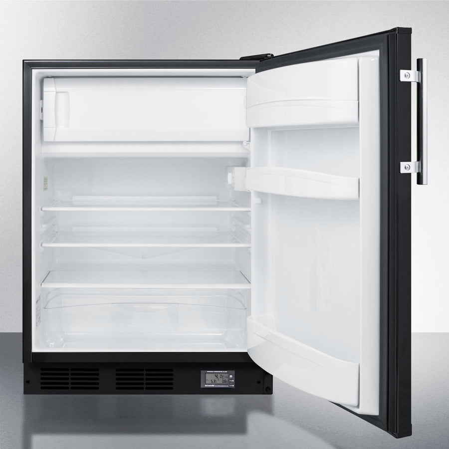 Summit BKRF663BBIADA Built-In Undercounter Ada Compliant Break Room Refrigerator-Freezer In Black With Nist Calibrated Thermometer And Alarm
