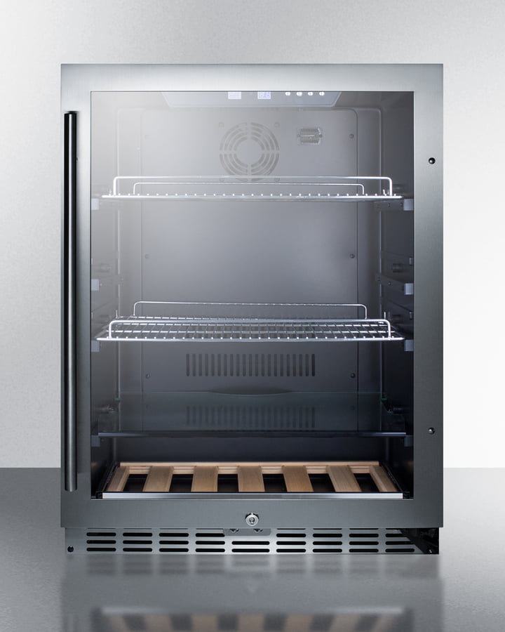 Summit SCR2466PUBCSS Built-In Undercounter Craft Beer Pub Cellar With Seamless Stainless Steel Trimmed Glass Door, Digital Controls, Lock, And Stainless Steel Cabinet