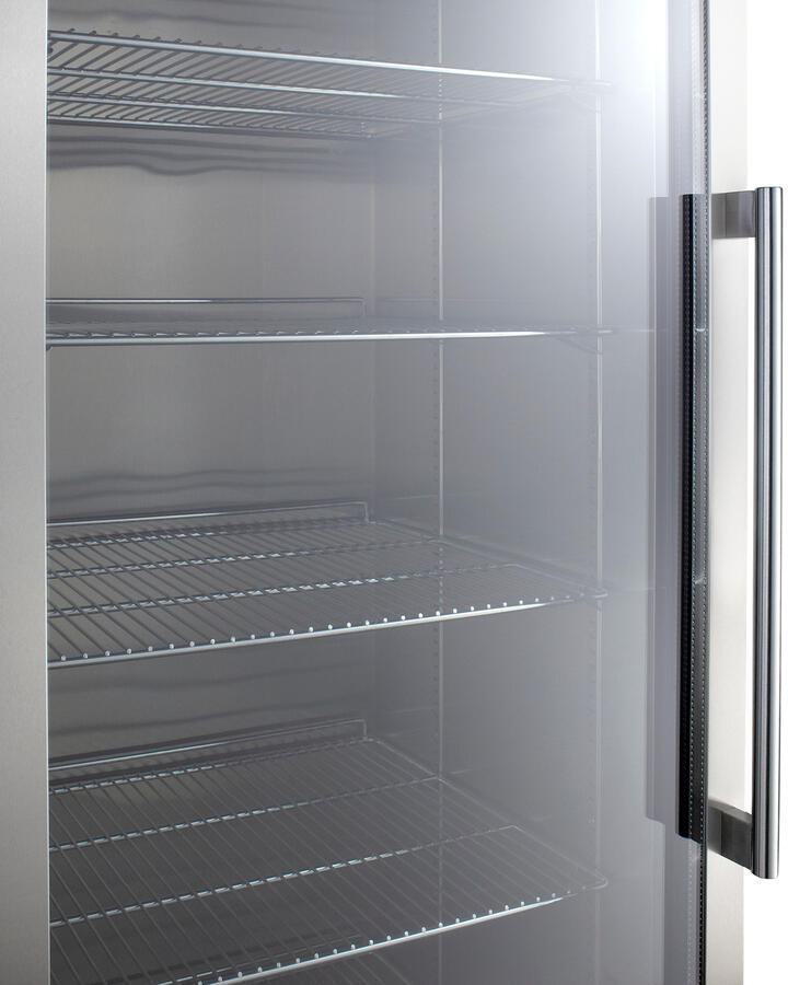 Summit PTHC155GLHD Single Chamber Passive Heating Blanket Warmer With A Self-Closing Glass Door, Stainless Steel Interior, Digital Thermostat, Black Cabinet, And Lock