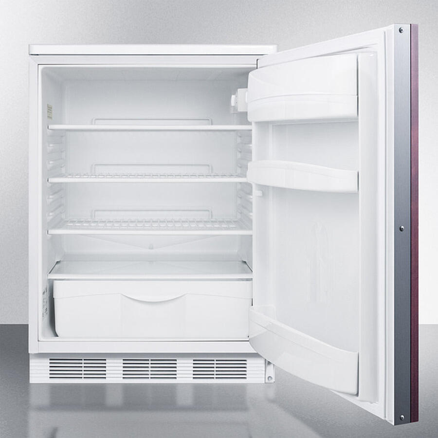 Summit FF6WBIIF Built-In Undercounter All-Refrigerator For General Purpose Use, Auto Defrost W/Integrated Door Frame For Overlay Panels And White Cabinet