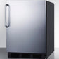 Summit FF6BKBISSTBADA Ada Compliant All-Refrigerator For Built-In General Purpose Use, Auto Defrost W/Stainless Steel Wrapped Door, Towel Bar Handle, And Black Cabinet